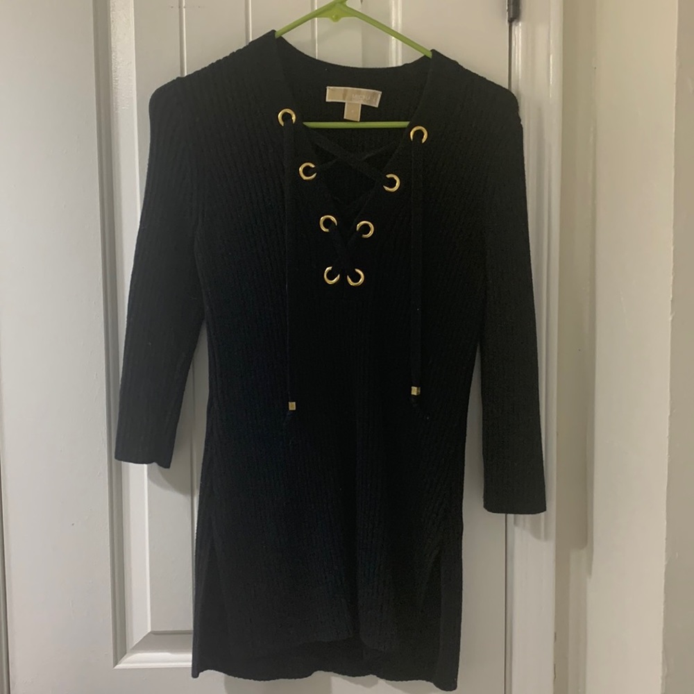 Michael Kors lace up long sweater shirt